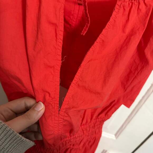 Faherty Amalfi Dress Hibiscus Red Orange Back Cutout Midi Cotton Small - Picture 3 of 10